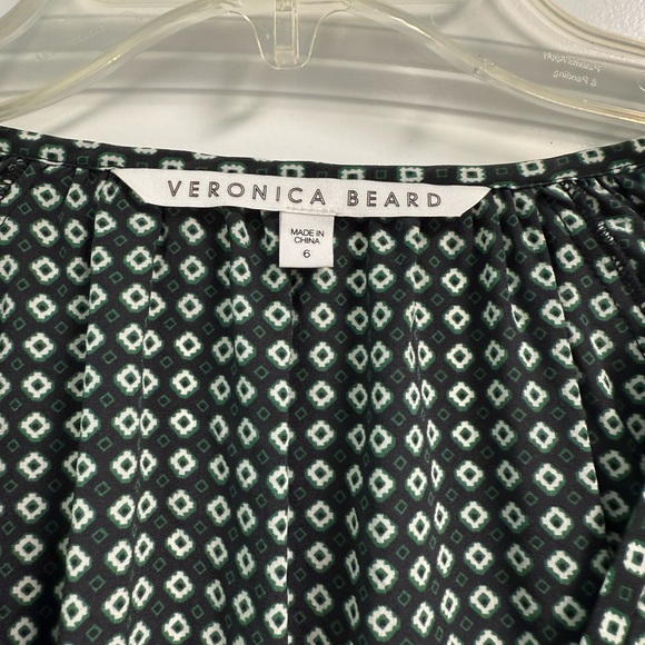 Veronica Beard Dark Green Geometric Blouse Sz 6 - Picture 4 of 12
